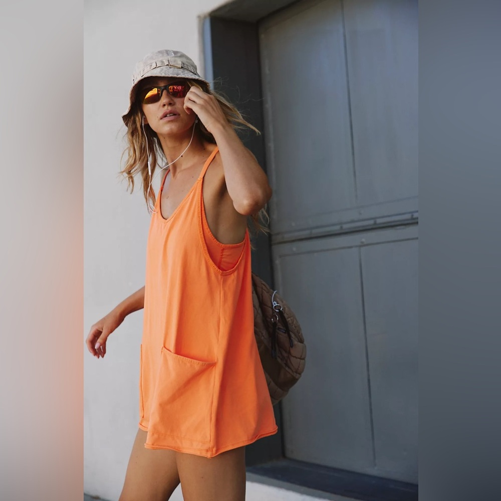 Free People Orange and Navy Tie-Dye Slip Dress - Picture 6 of 7
